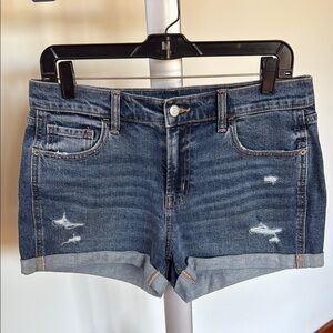 Old Navy Blue Denim Women's Mid-Rise Boyfriend Cuffed Shorts, Size 6 EUC